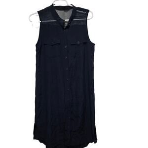 Club Monaco 100% Silk Navy Sleeveless Midi Dress 6